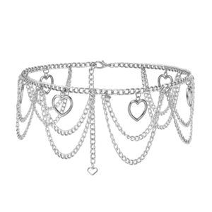 Women Metal Chain Waist Belt Multilayer Dress Belt With Heart Shape Antique😃